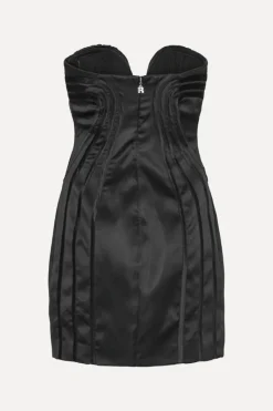 Mini Dresses|Dresses-ROTATE Birger Christensen Satin Mini Dress Black Black color