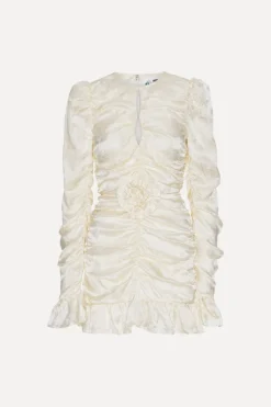 Bridal|Mini Dresses-ROTATE Birger Christensen Satin Mini Dress White Egret Comb. color