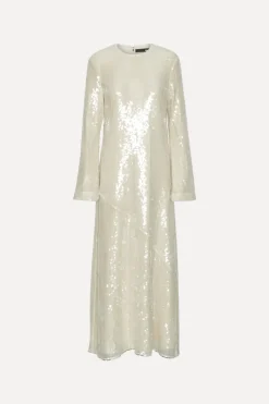 Bridal|Sequins-ROTATE Birger Christensen Sequin Maxi Dress White Egret color