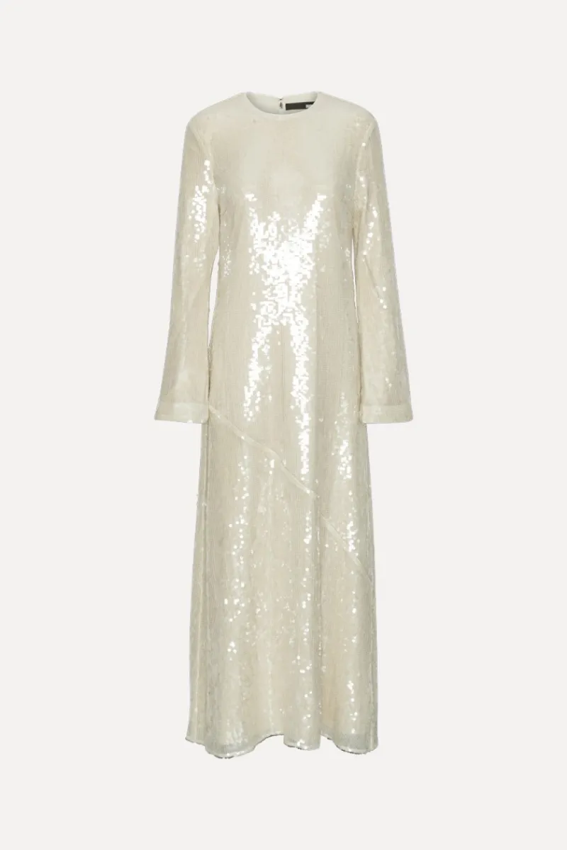 Bridal|Sequins-ROTATE Birger Christensen Sequin Maxi Dress White Egret color