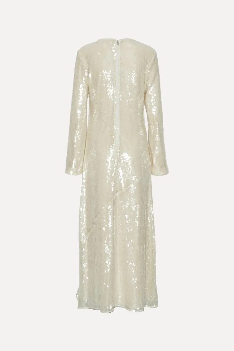 Bridal|Sequins-ROTATE Birger Christensen Sequin Maxi Dress White Egret color