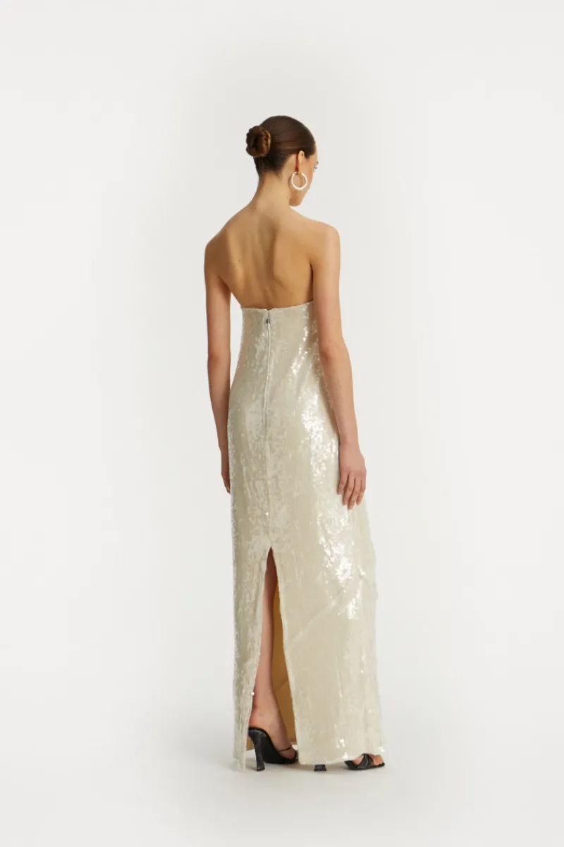 Bridal|Sequins-ROTATE Birger Christensen Sequin Maxi Dress White Egret color