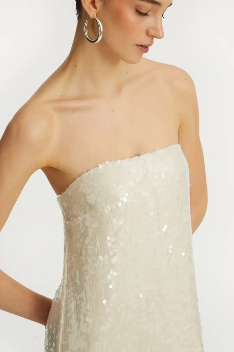 Bridal|Sequins-ROTATE Birger Christensen Sequin Maxi Dress White Egret color