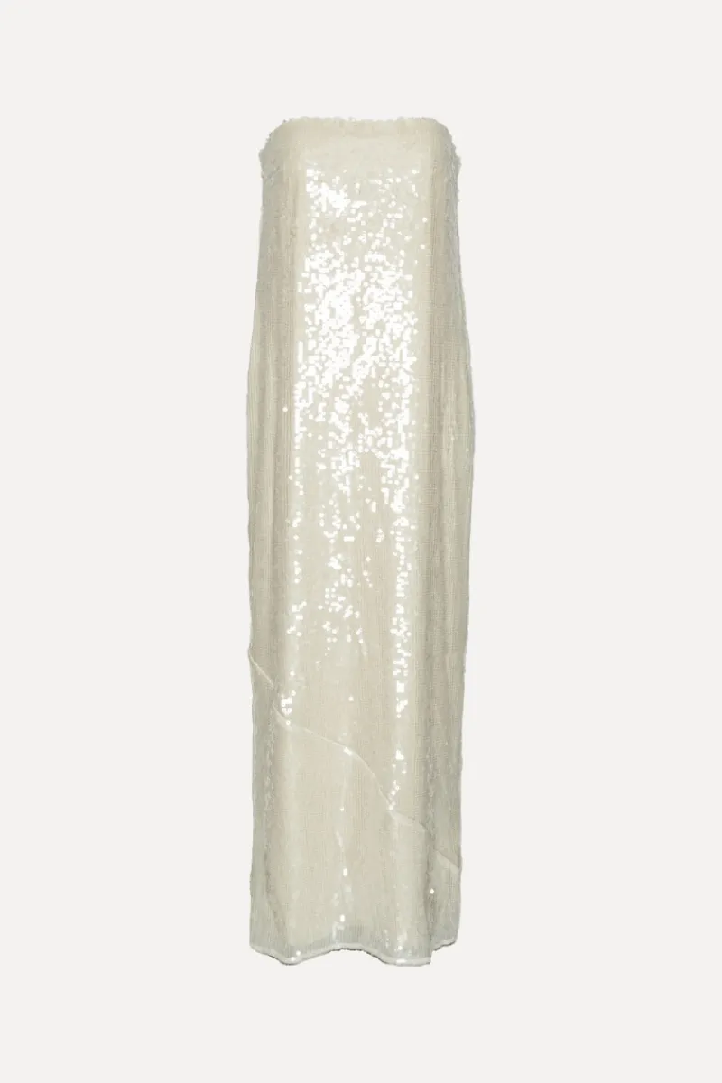Bridal|Sequins-ROTATE Birger Christensen Sequin Maxi Dress White Egret color