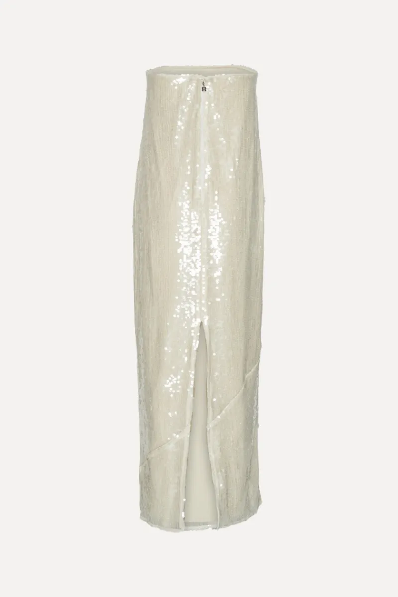 Bridal|Sequins-ROTATE Birger Christensen Sequin Maxi Dress White Egret color