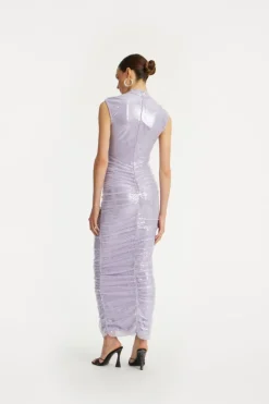 Sequins|Midi Dresses-ROTATE Birger Christensen Sequin Midi Dress Purple Misty Lilac color