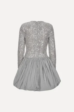 Sequins|Mini Dresses-ROTATE Birger Christensen Sequin Mini Dress Grey Alloy (Light Gray) color