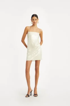 Bridal|Sequins-ROTATE Birger Christensen Sequin Mini Dress White Egret color