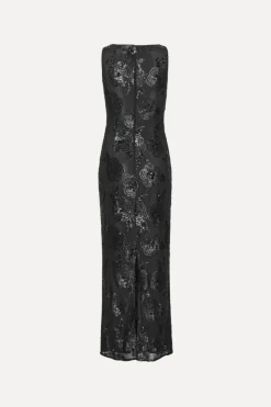 Maxi Dress|Dresses-ROTATE Birger Christensen Sequins Fitted Maxi Dress Black Black color