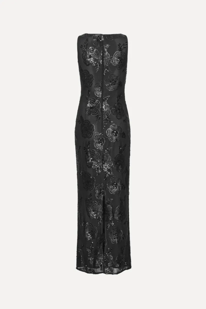 Maxi Dress|Dresses-ROTATE Birger Christensen Sequins Fitted Maxi Dress Black Black color