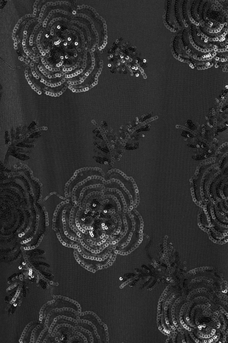 Maxi Dress|Dresses-ROTATE Birger Christensen Sequins Fitted Maxi Dress Black Black color