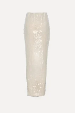 Skirts-ROTATE Birger Christensen Sequins Knot Skirt Creme Nougat color