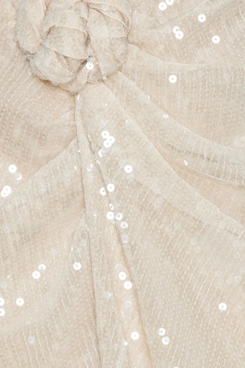 Skirts-ROTATE Birger Christensen Sequins Knot Skirt Creme Nougat color