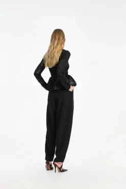 Tops-ROTATE Birger Christensen Sequins Ls Bubble Top Black Black color