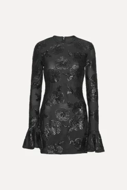 Sequins|Dresses-ROTATE Birger Christensen Sequins Ls Mini Dress Black Black color
