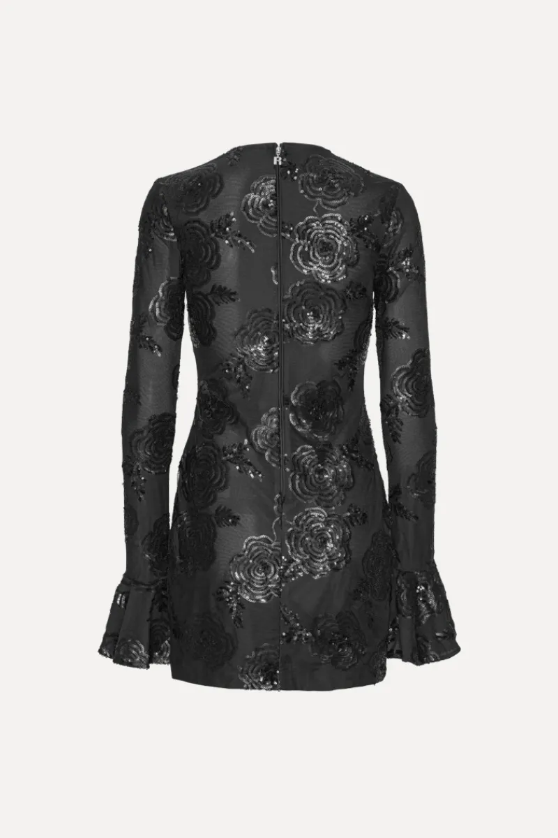 Sequins|Dresses-ROTATE Birger Christensen Sequins Ls Mini Dress Black Black color