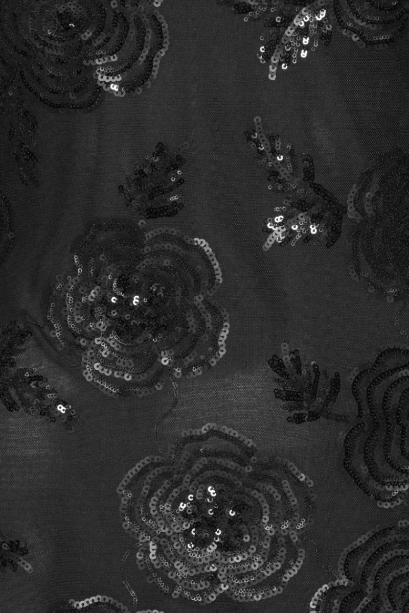 Sequins|Dresses-ROTATE Birger Christensen Sequins Ls Mini Dress Black Black color