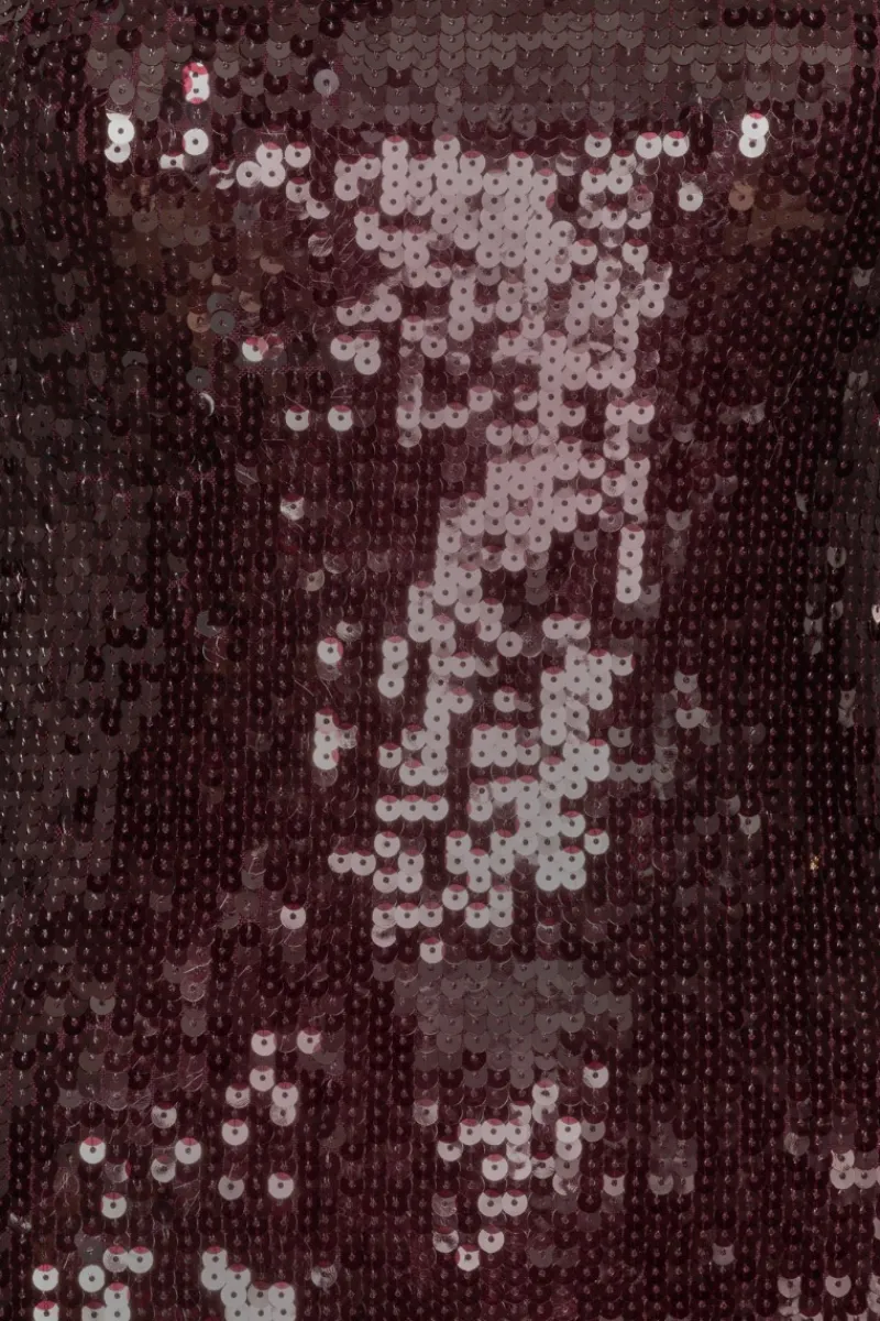 Sequins|Mini Dresses-ROTATE Birger Christensen Sequins Ls Mini Dress Burgundy Zinfandelcolor