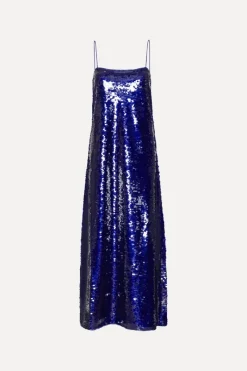 Sequins|Maxi Dress-ROTATE Birger Christensen Sequins Max Dress Dark Blue Mazarine Blue color