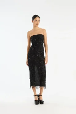Sequins|Midi Dresses-ROTATE Birger Christensen Sequins Midi Tube Dress Black Black color