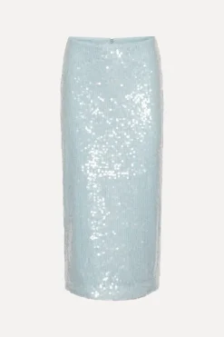 Skirts-ROTATE Birger Christensen Sequins Pencil Skirt Light Blue Plein Air color