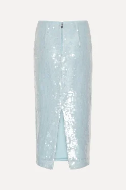 Skirts-ROTATE Birger Christensen Sequins Pencil Skirt Light Blue Plein Air color