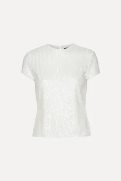 Tops-ROTATE Birger Christensen Sequins T-shirt Bright White Bright White color