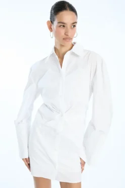 Tops|Dresses-ROTATE Birger Christensen Shirt Dress W/ Twist Bright White Bright White color