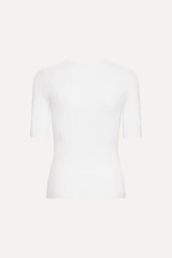 Tops-ROTATE Birger Christensen Short Sleeve T-shirt White Logo Bright White color