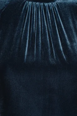 Mini Dresses|Dresses-ROTATE Birger Christensen Silk Velvet Ls Mini Dress Dark Blue Graphite color