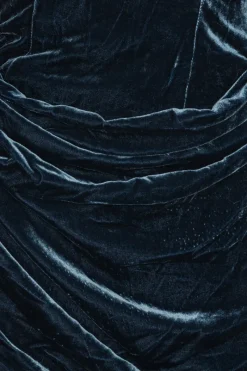 Dresses-ROTATE Birger Christensen Silk Velvet Slit Dress Dark Blue Graphite color