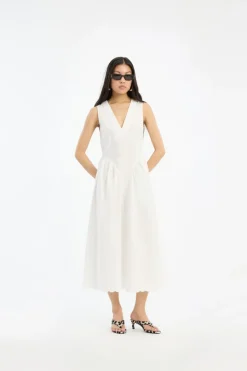 Midi Dresses|Dresses-ROTATE Birger Christensen Sleeveless Midi Dress Bright White Bright White color