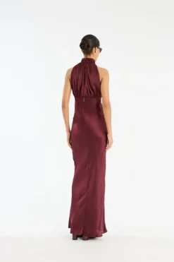 Dresses|Maxi Dress-ROTATE Birger Christensen Sleeveless Silk Dress Burgundy Zinfandelcolor
