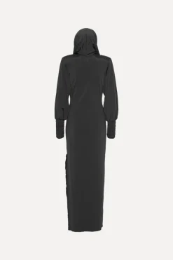 Maxi Dress|Dresses-ROTATE Birger Christensen Slinky Hooded Dress Black Black color