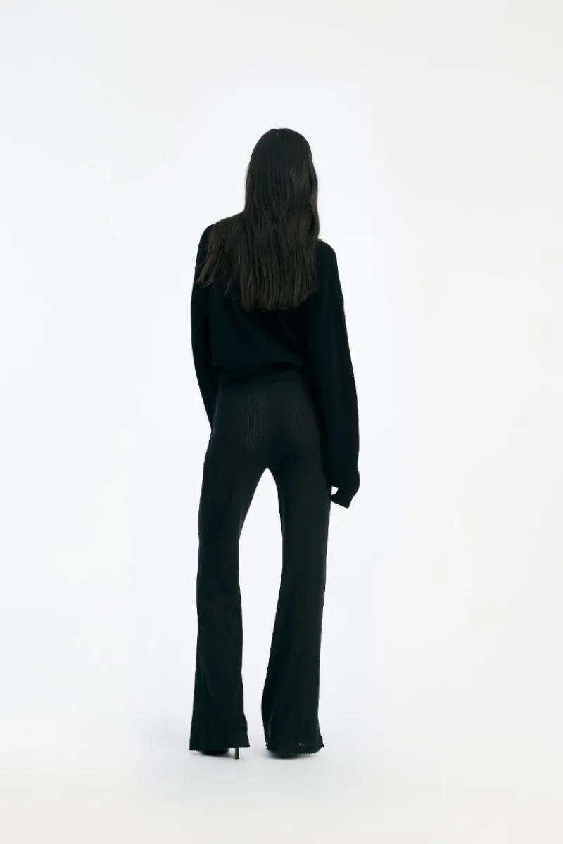 Knitwear|Tops-ROTATE Birger Christensen Slinky Knit Polo Black Black color