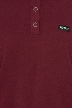 Knitwear|Tops-ROTATE Birger Christensen Slinky Knit Polo Bordeaux Zinfandelcolor