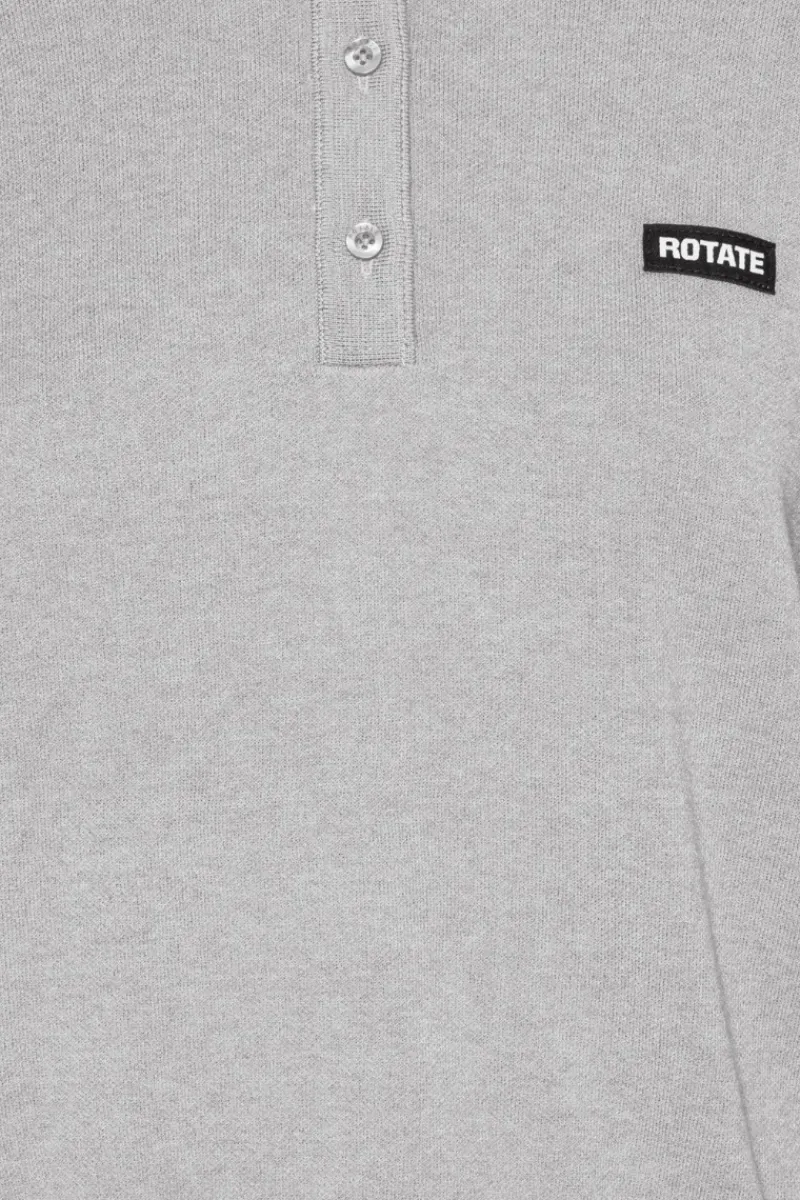 Knitwear|Tops-ROTATE Birger Christensen Slinky Knit Polo Light Grey Alloy (Light Gray) color