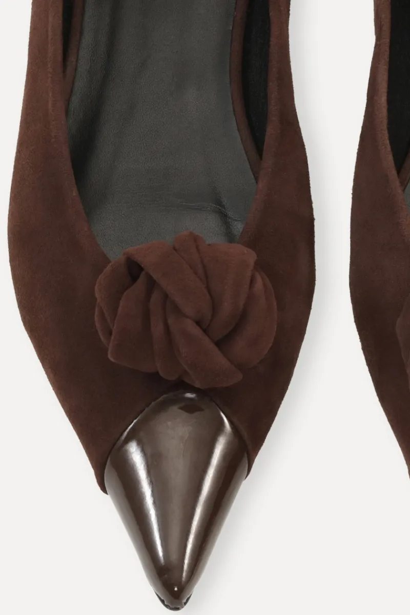 Shoes-ROTATE Birger Christensen Suede Knot Ballerina Chocolate Brown Chocolate Brown color