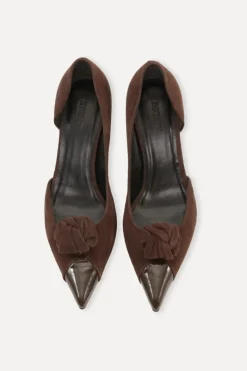 Shoes-ROTATE Birger Christensen Suede Knot Pump Chocolate Brown Chocolate Brown color