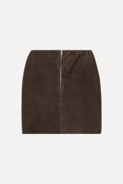 Skirts-ROTATE Birger Christensen Suede Mini Bell Skirt Chocolate Brown Chocolate Brown color