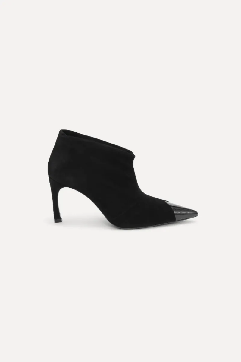Shoes-ROTATE Birger Christensen Suede Pointed Toe Boot Black Black color