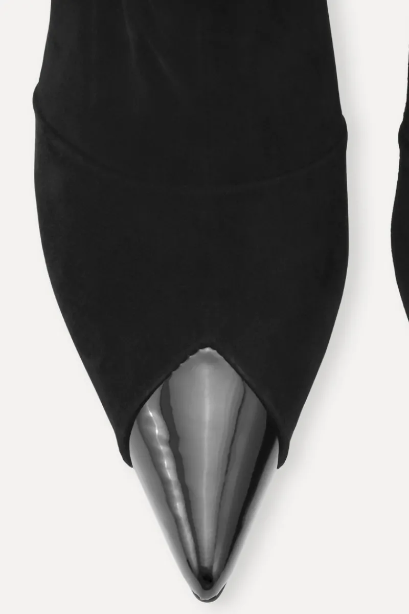 Shoes-ROTATE Birger Christensen Suede Pointed Toe Boot Black Black color
