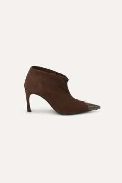 Shoes-ROTATE Birger Christensen Suede Pointed Toe Boot Chocolate Brown Chocolate Brown color