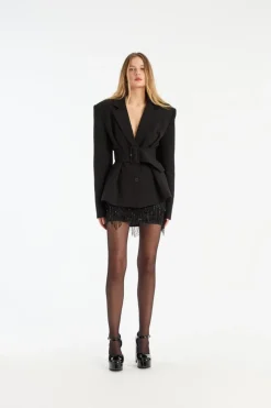 Outerwear-ROTATE Birger Christensen Suiting Belted Blazer Black Black color