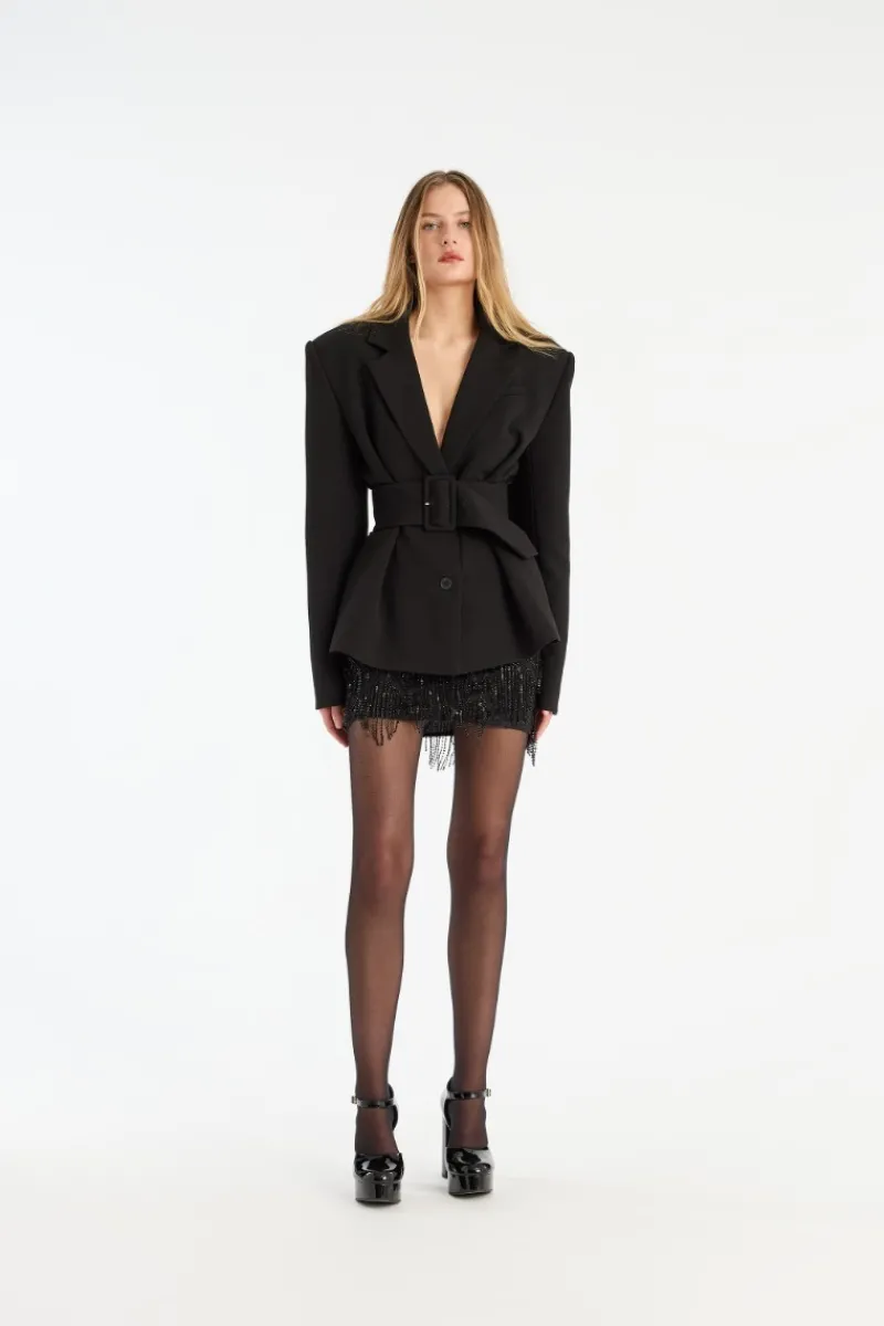 Outerwear-ROTATE Birger Christensen Suiting Belted Blazer Black Black color
