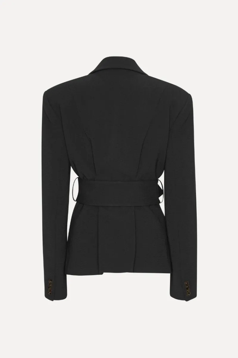 Outerwear-ROTATE Birger Christensen Suiting Belted Blazer Black Black color