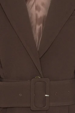 Outerwear-ROTATE Birger Christensen Suiting Belted Blazer Dark Brown CHICORY COFFEE color