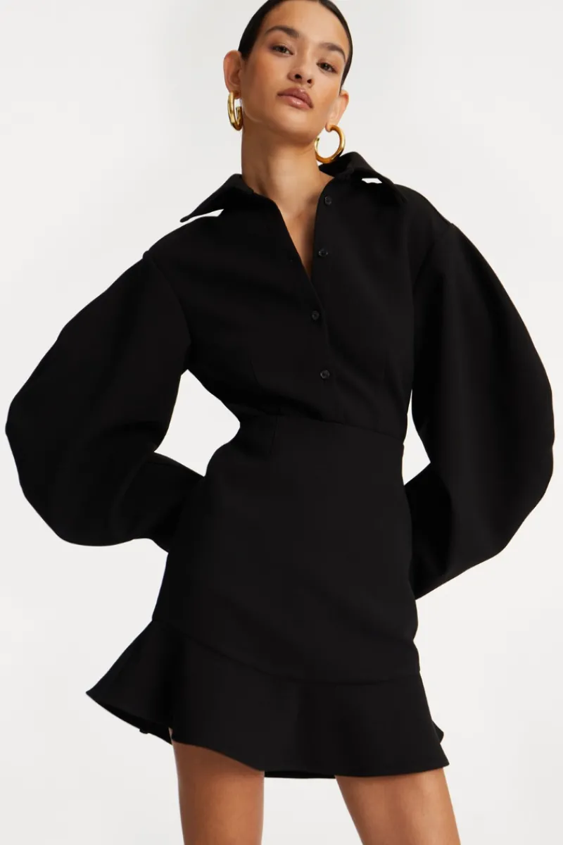 Tops-ROTATE Birger Christensen Suiting Fitted Shirt Black Black color