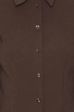 Tops-ROTATE Birger Christensen Suiting Fitted Shirt Dark Brown CHICORY COFFEE color