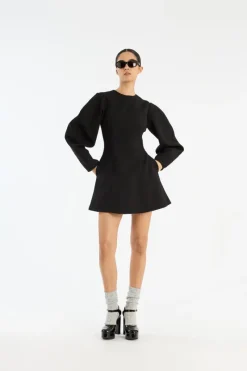 Mini Dresses|Dresses-ROTATE Birger Christensen Suiting Flared Mini Dress Black Black color